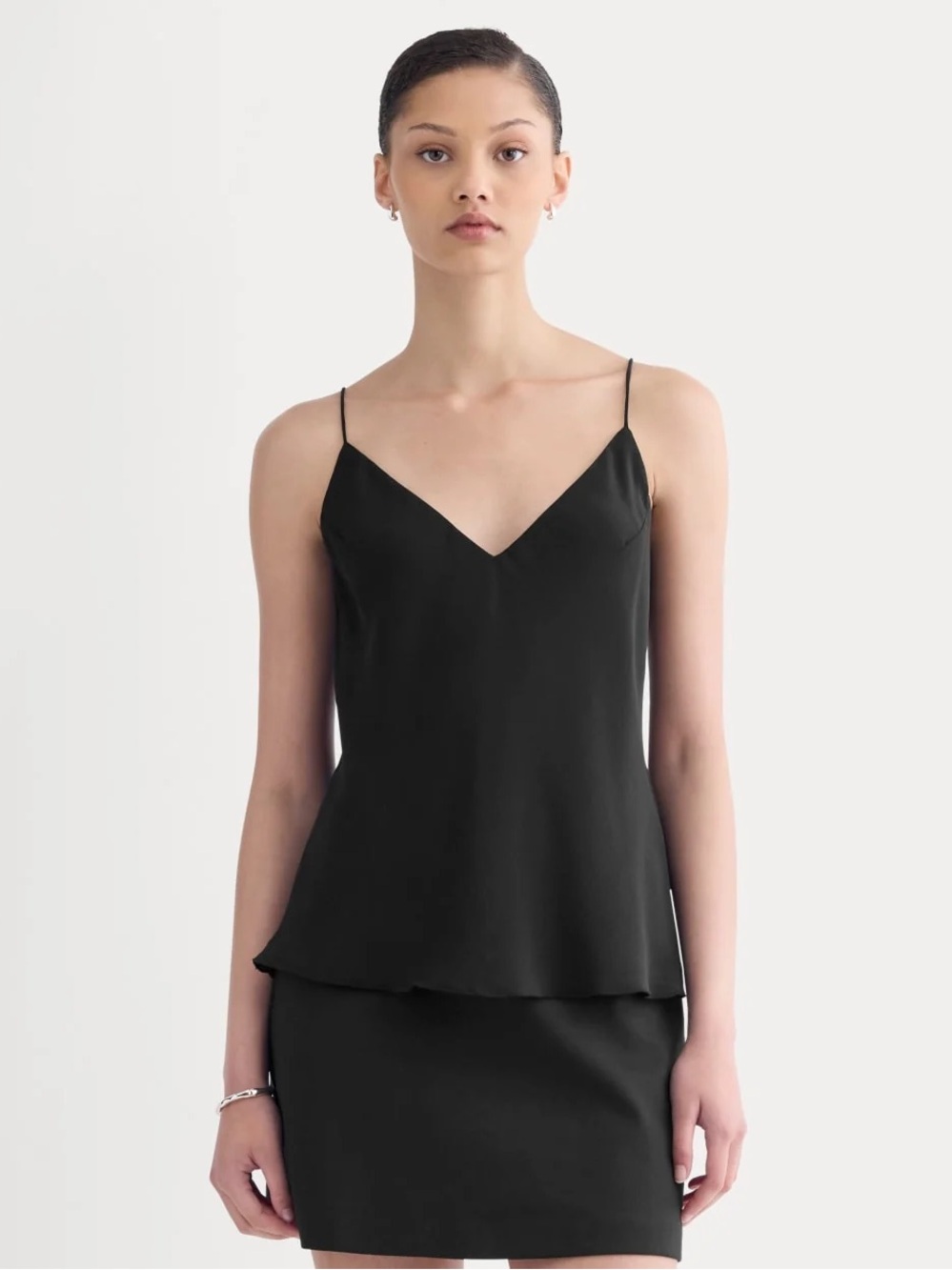 Everlane Black Everlane The Tie Back Cami Washable Silk Black Size 14 NWT Satin